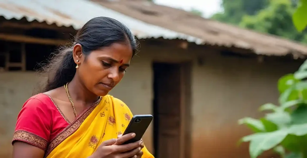 महिला आवास योजना की सूची चेक करती हुई