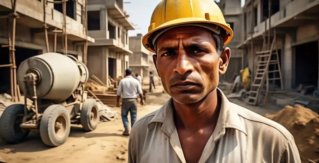 कामावर असलेला बांधकाम मजूर