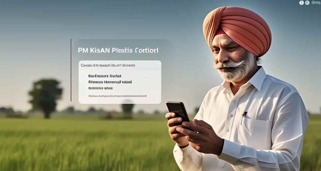 PM किसान योजना की 20वीं किस्त का स्टेटस चेक करता हुआ किसान