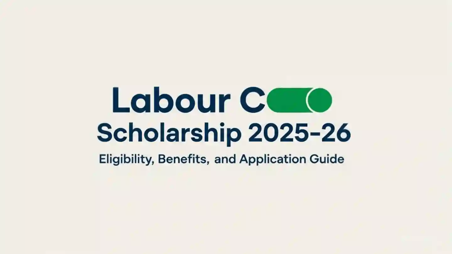 Labour Card Scholarship 2025-26 form filling by student with educational documents.