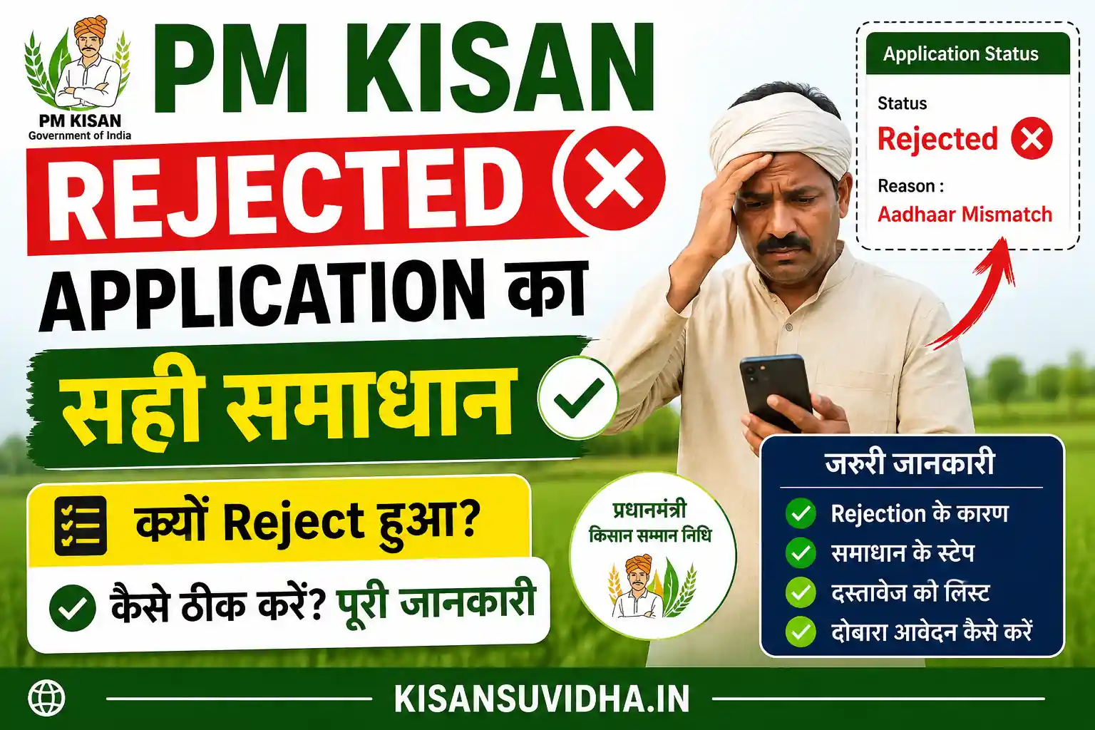 PM Kisan Rejected Application Solution 2026 step by step guide kisan suvidha
